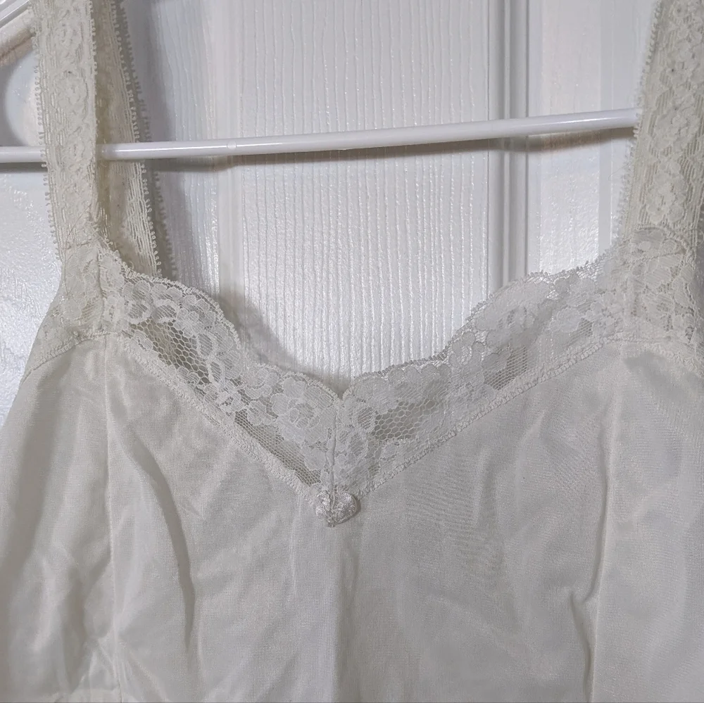 Vintage Lace Trim Florette Center Ivory Pick-Up Stitch Nylon Slip Cami Size M‎ - Picture 5 of 8